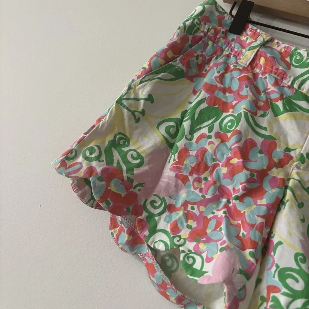 Lilly Pulitzer Buttercup Scalloped Shorts Butterfly‎ Print Size 4 Preppy